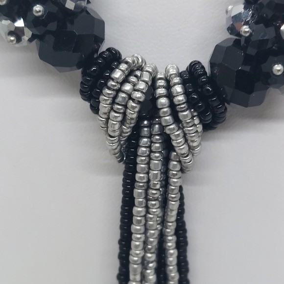 Black glass bead tassel necklace‎ - Picture 3 of 5